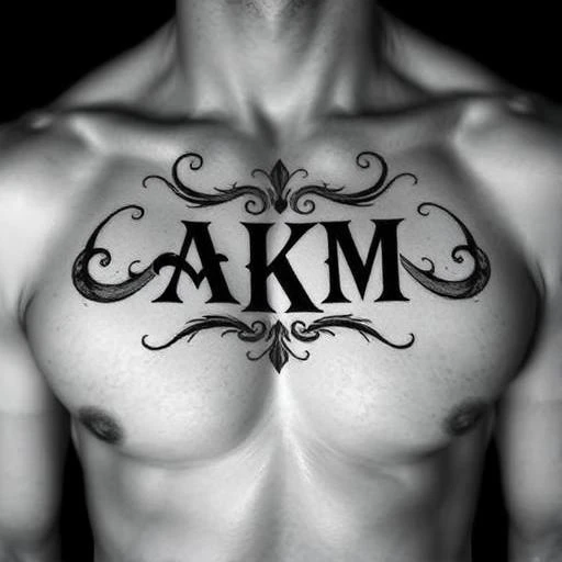 Elegant AKM Monogram with Victorian Flourish